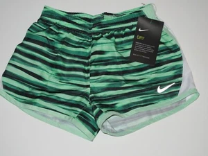 Nike Little Girls 6X Fresh Mint Green Stripe Athletic Shorts Lined Panty Dri-Fit - Picture 1 of 2