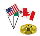 USA American / Mexico / Canada Flags 4"x6" Desk Set Table Stick Gold Base