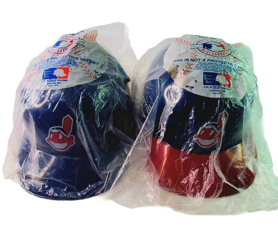 VINTAGE Bundle of 2 CLEVELAND INDIANS souvenir helmets Brand New In Original Bag - Image 1 of 4