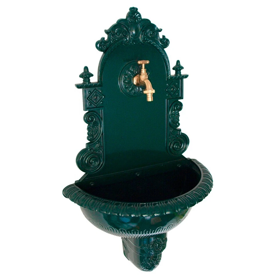 Wandbrunnen Grün Antik-Look Zierbrunnen Gartenbrunnen Garten Waschbecken außen - Bild 1 von 1