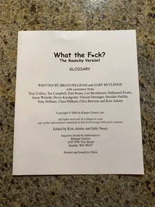 Replacement Glossary - Wtf WHAT THE F**K? RAUNCHY VERSION Game Instructions - Imagen 1 de 1