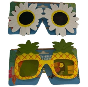 Novelty Pineapple Daisy Eyeglasses Funny Party Oversize Yellow White 2 Pair - Picture 1 of 8