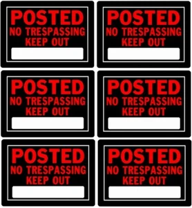 840141 10" x 14" Aluminum " POSTED NO TRESPASSING KEEP OUT " Signs - Pack of 6 - Picture 1 of 4