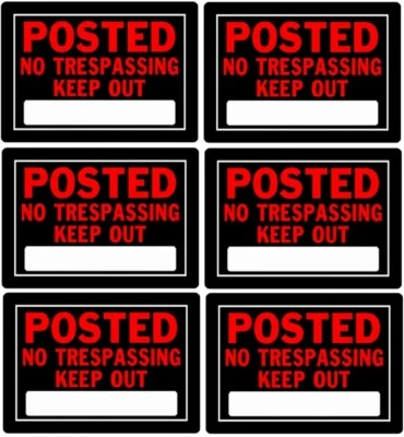 840141 10" x 14" Aluminum " POSTED NO TRESPASSING KEEP OUT " Signs - Pack of 6 - Image 1 of 4