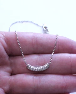 Silpada Signed Sterling Silver & Diamond Raise the Bar Pendant Necklace - Picture 1 of 4