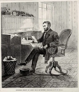 SUBVENCIÓN GENERAL ULISES EN SU ESCRITORIO CUARTEL GENERAL DEL EJÉRCITO, PRES ELECCIÓN 1868 IMPRESIÓN - Imagen 1 de 1