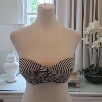 Top de bikini a rayas negro/blanco 36C acolchado Victoria's Secret para mujer Foto 1 de 4