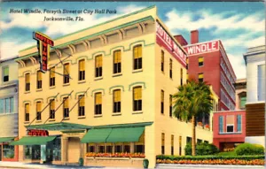 JACKSONVILLE, FLORIDA - PAÑAL DE HOTEL - POSTAL DE LINO VINTAGE - Imagen 1 de 2