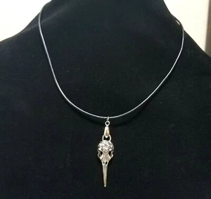 Halloween Goth Rabe Krähe Totenkopf Knochen Anhänger 18" schwarz Kordel Charm Halskette NEU - Bild 1 von 3