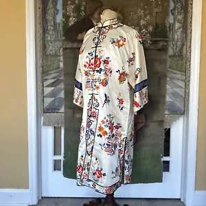 Chaqueta Floral Bata Bordada Arco Iris Seda Blanca China Años 30 Bata Murciélago Pez - Imagen 1 de 18