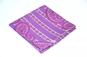 Lord R Colton Masterworks Pocket Square - Sannibel Amethyst Stripe Silk - New - Picture 1 of 3