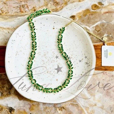 Теннисное ожерелье KENDRA SCOTT Rosaline Gold с зелеными кристаллами новое с ценниками - Изображение 1 из 4