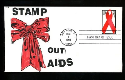 US FDC #2806 Poolos Hand Painted HP 1993 New York NY HIV AIDS Medical - Image 1 of 2