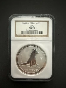 2006 Australia $1 Dog MS70 NGC 1 oz .999 Silver Lunar Coin - Picture 1 of 2