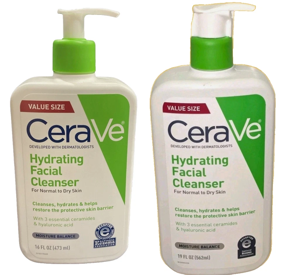 2 CeraVe CeraVe Hydrating Facial Cleanser Moisturizing Face Wash 19 Oz + 16 Oz - Image 1 of 1