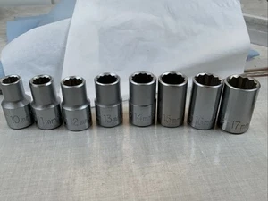 Craftsman 8pc EE Series 1/2 Drive 12pt Metric Sockets, 10-17mm, USA Made - Picture 1 of 9