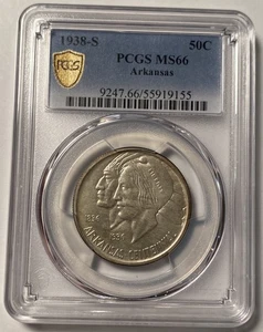 1938-S Arkansas Commemorative Half Dollar PCGS MS66 - Picture 1 of 4