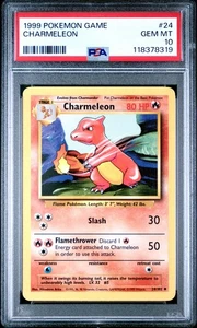1999 POKEMON GAME BASE SET UNLIMITED 24 CHARMELEON PSA 10 GEM MINT - Picture 1 of 2