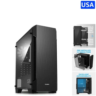 S3 ATX Mid-Tower PC Case with Acrylic Side & 3x 120mm Fans for Ultimate Cooling - Image 1 of 4