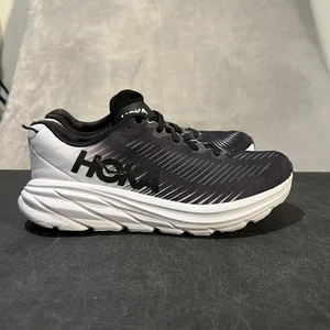 Hoka One One Shoes Rincon 3 Womens Size 7.5 B Black White Running Lightweight - Picture 1 of 12