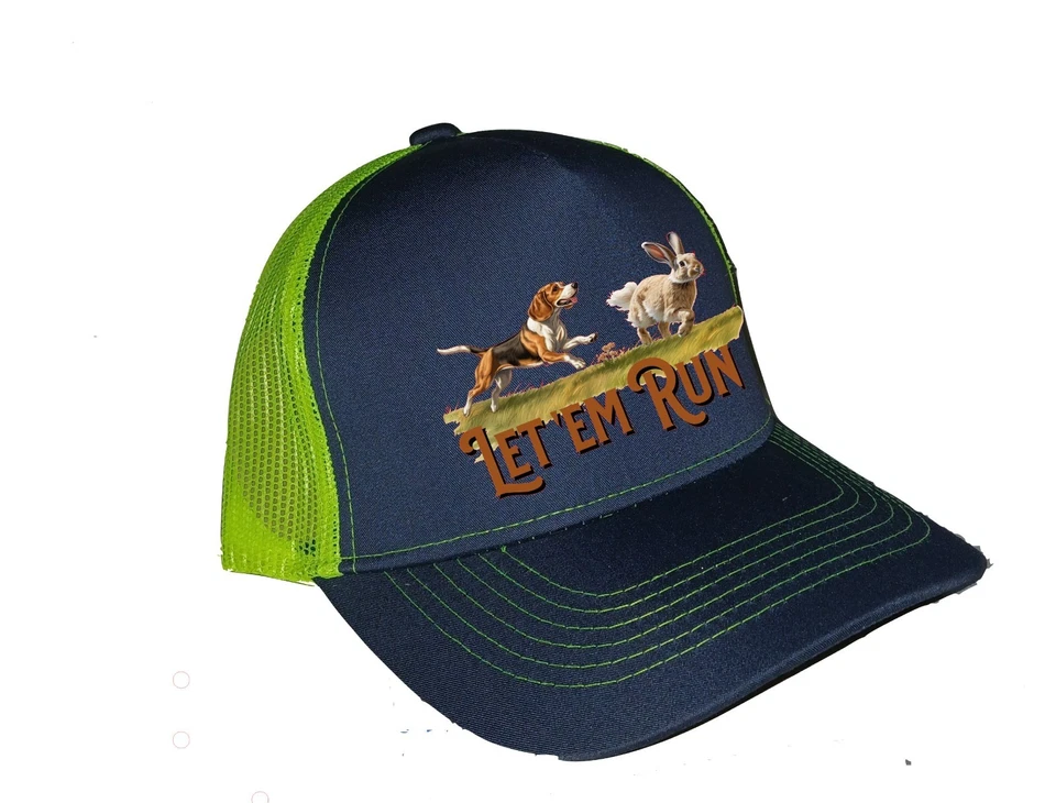 Gorra Sombrero Amarillo Carbón Malla Perro Beagle Correr Conejo Déjalos Correr Foto 1 de 1