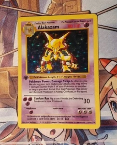 POKEMON CARD 1999 Alakazam 1/102 Base Set Shadowless 1st Edition LP/MP VINTAGE - Picture 1 of 2