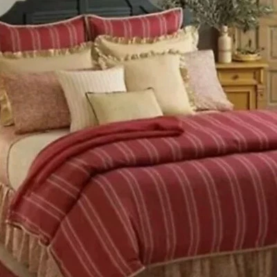 Ralph Lauren San Luca Red Stripe Seychelles Comforter KING Size Burlap Trim - Image 1 of 4
