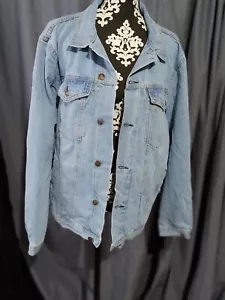 Chaqueta de mezclilla azul talla L manga larga botones de lavado ligero - Imagen 1 de 14