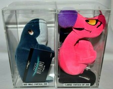 NWT-2000 DISNEY STORE FANTASIA SET OF 2 PLUSH BEANIES- 6"-8" WHALE & FLAMINGO 