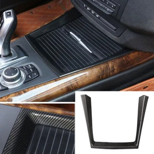 Carbon Fiber ABS Water Cup Holder Panel Trim Fit For BMW X5 E70 X6 E71 2008-2013 - Picture 1 of 12
