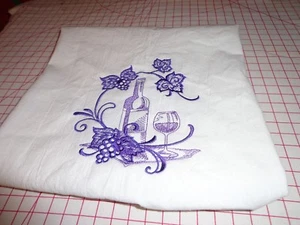 Mehlsack GESCHIRRTUCH - vorgewaschen - maschinenbestickt - Weinmotiv - Bild 1 von 2