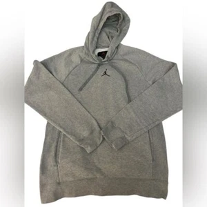 Jordan Dri Fit Hoodie Mens Small Gray Pullover Sweatshirt Center Logo Pockets - Picture 1 of 10