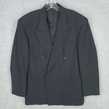 Barrington Blazer Jacket Mens 42 Long Black Double Breasted 35% Wool Black