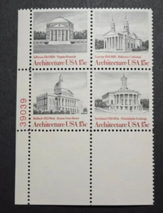 1979 Scott Stamp #1779-82 -15 Cent Plate Block 4 - Architecture - MNH/OG/VF - Picture 1 of 2