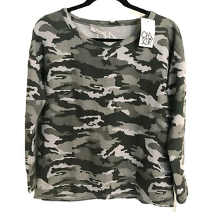 Chaser Sweatshirt NEW Size M Camo Womens Gray Lounge or Casual Soft and Trendy - Picture 1 of 7