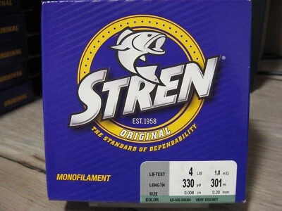 Línea de pesca monofilamento original Stren - 4 lb mono - 330 yardas - verde LO-VIS Foto 1 de 4