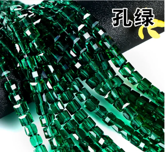 4mm 6mm 8mm Crystal Glass Cube Faceted Loose Crafts Beads Lot - Image 1 of 4