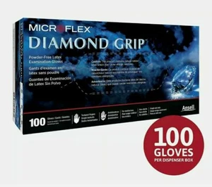 Microflex Diamond Grip Latex Gloves, X-LARGE, 10 boxes of 100 ea, 1000 pcs Total - Picture 1 of 1