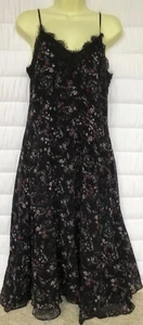 New Label Lab, Black with Floral Pattern, Lined Sleeveless Dress, Size UK8 - Picture 1 of 4
