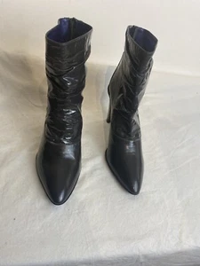 Luca Valentini Ladies Grey Patent Leather Boots Uk 7 Slim Feet Rrp 265.00 - Picture 1 of 12