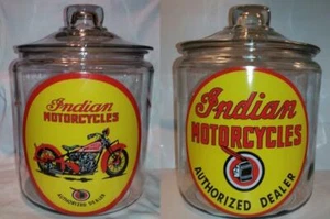 Lot of 2 Indian Motorcycle Glass Counter Jars # 2 - Picture 1 of 1