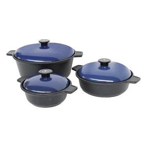 3 Stck. Gusseisen Auflauf Töpfe Pfannen mit Deckel Eintopf Suppe Kochen Holländischer Ofen Kochgeschirr - Bild 1 von 8