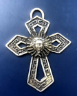 Grand Pendentif Croix  en Argent Symbole Roi Soleil