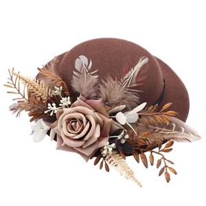 Cappello Fascinator High Tea - Donna Marrone Mini Clip On Anni 20 50 Derby Cocktail - Foto 1 di 5