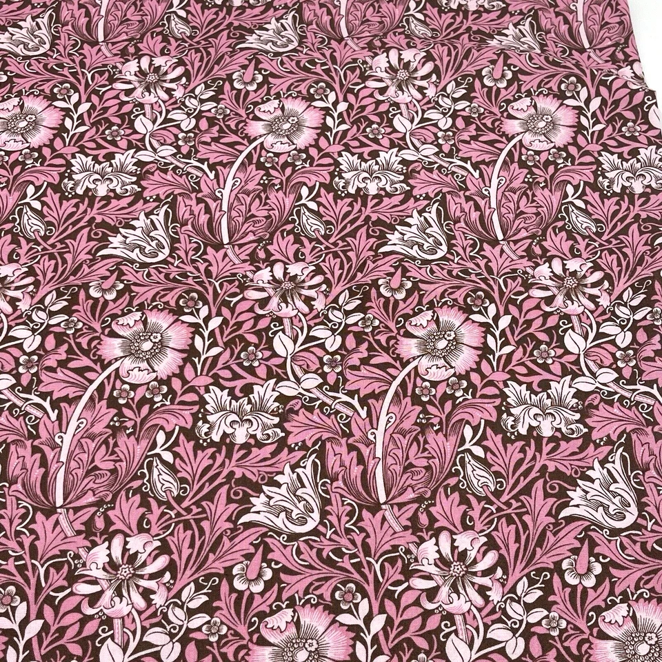 David Textiles Cotton Floral Fabric Pink Victoria Albert Museum London 2.5yds - Image 1 of 4