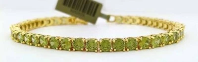 PULSERA TENIS PERIDOTO 15,05 Cts CREADA POR LABORATORIO CHAPADA EN ORO AMARILLO 14K - NUEVA CON ETIQUETAS Foto 1 de 4