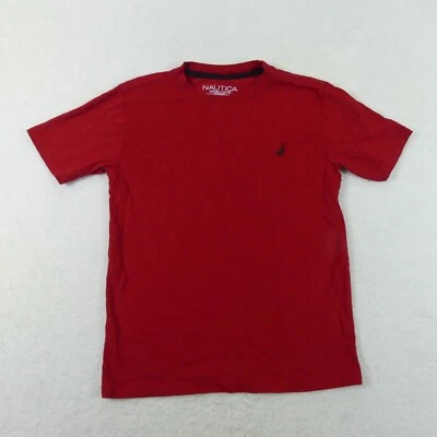 Nautica Shirt Boys Medium 10/12 Red Cotton Short Sleeve Crew Neck Casual - Image 1 of 4