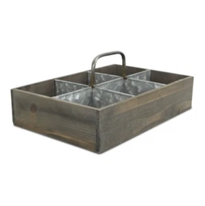 Caddy de madera rústico para granja con divisor y mango de metal - Imagen 1 de 4