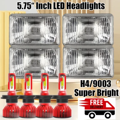 4x Fit Chevrolet G10 G20 G30 1978-1991 4x6" LED Headlights High-Low Beam - Image 1 of 4