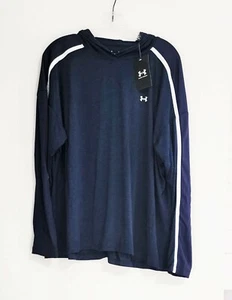 Under Armour Womens Plus Size Tech Colorblocked Hoodie Top Midnight Navy Sz 1X - Picture 1 of 2
